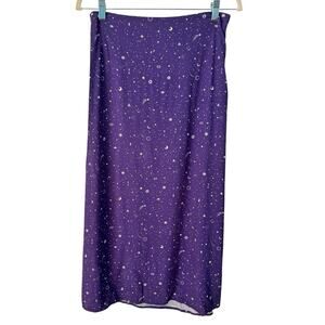 Marine Layer Ryan Midi Slip Skirt Purple Celestial Print Women’s Size 2
